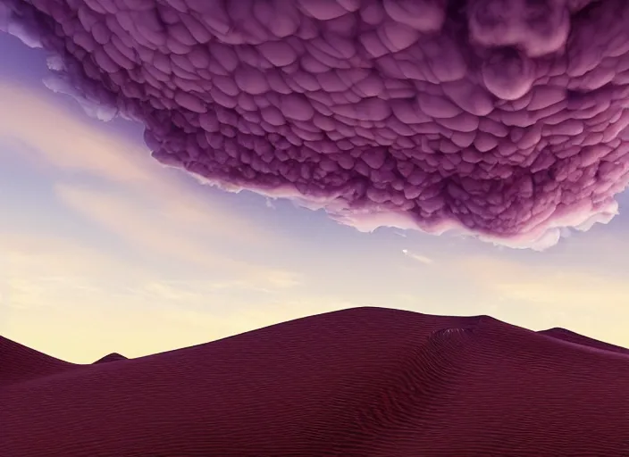 Prompt: hyperrealism, detailed textures, photorealistic 3 d render, a dreamy purple cloud scape above the aticama desert, sharp focus, ultra realistic, ultra high pixel detail, cinematic, intricate, cinematic light, concept art, illustration, art station, unreal engine 8 k