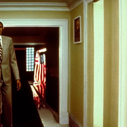 Prompt: “still of Barack Obama in The Shining (1980)”