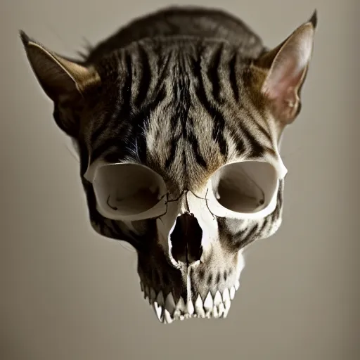 Prompt: photo of a cat skull