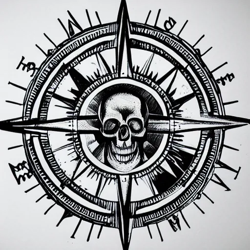 skull compass rose