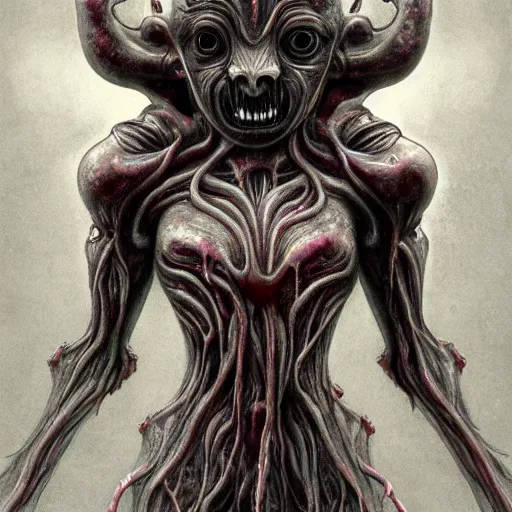 Image similar to naraka buddhist demon korean female, nazgul, happy female alien, tubular creature, blood vessels, no face, dystopian surrealism, alex ries zdzisław beksinski, symmetrical long head, smooth marble surfaces, smooth marble surfaces, detailed ink illustration, detailed ink illustration, raiden metal gear, cinematic smooth stone, deep aesthetic, concept art, intricate