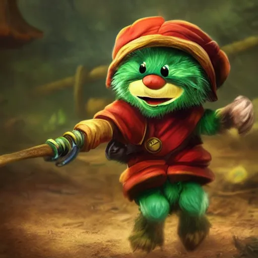 Image similar to still of Teemo from League of Legends in the style of Jim Henson