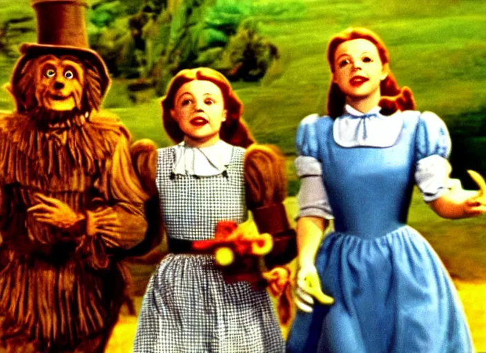 Prompt: a film still of alice in the wizard of oz ( 1 9 3 9 ), technicolor