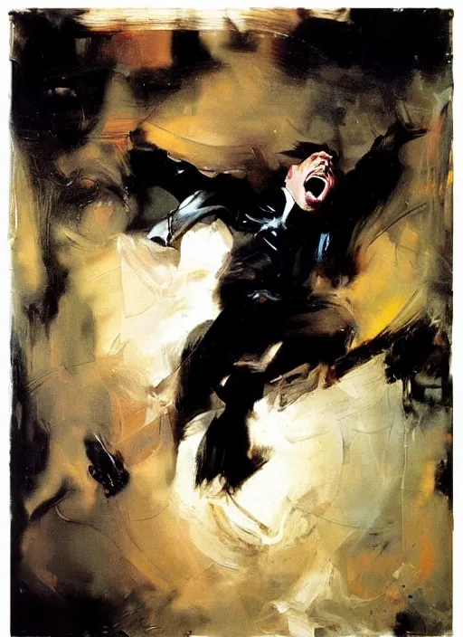 Prompt: tim allen screaming, painting by phil hale, fransico goya,'action lines '!!!, graphic style, visible brushstrokes, motion blur, blurry