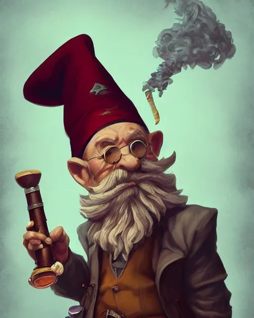 Prompt: A gnomish professor smoking a wooden pipe, visualartzi, anime, steampunk, portrait, concept art by Karla Ortiz, James Paick, Charlie Bowater, Krenz Cushart, highly detailed, ultra detailed, ultra realistic, trending on artstation, cgstudio