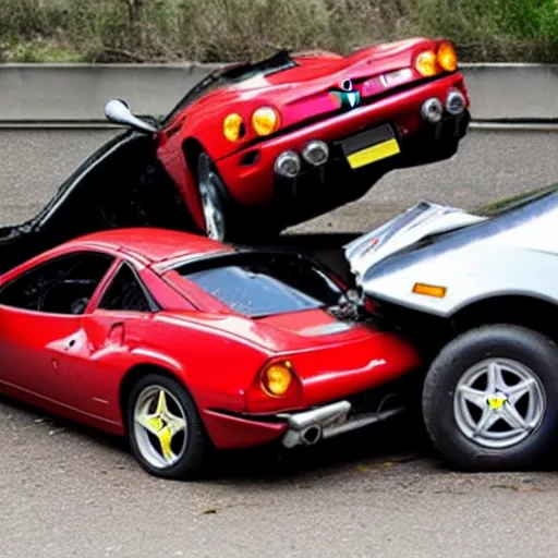 Image similar to crashed Ferrari, 3 model lines