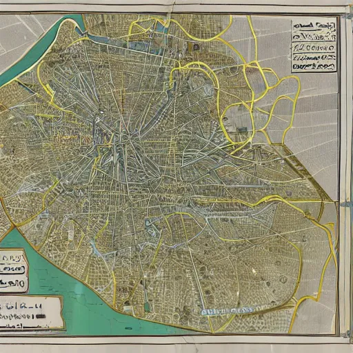 Prompt: map of circular city Baghdad at Abbasid caliphate age