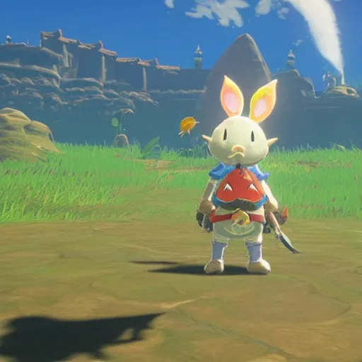 Image similar to A Moogle in The Legend of Zelda Breath of the Wild, toon shading, npr