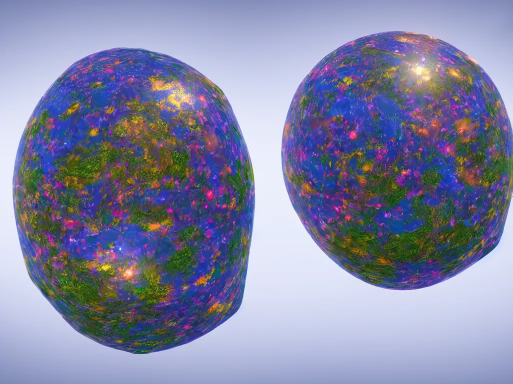 Image similar to 3 d render, sunlight study, the universe is a spheroid region 7 0 5 meters in diameter, art nouveau, by adriaen van der spelt and ( ( ( ( ( lisa frank ) ) ) ) ), 8 k, sharp focus, octane render