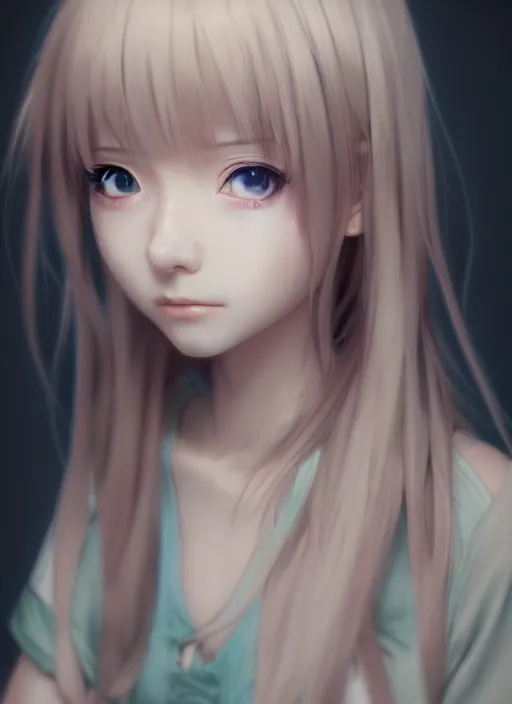 Image similar to the most beautiful cute anime girl portrait with highly detailed eyes, professional 3 d visualisation in pastel colours, by wlop, intricate linework, trending on artstation, unreal engine 5 highly rendered