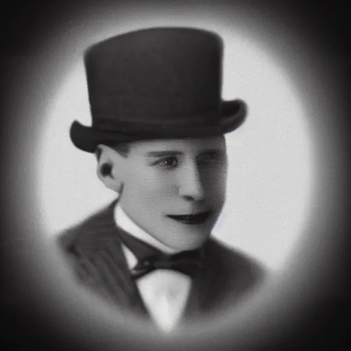 Prompt: A photograph portrait of Jerma985 wearing a bowler hat in the early 1920s, taken in the early 1920s, grainy, taken on a early 1900s Kodak Camera, realistic, hyperrealistic, very realistic, highly detailed, very detailed, extremely detailed, detailed, digital art, trending on artstation