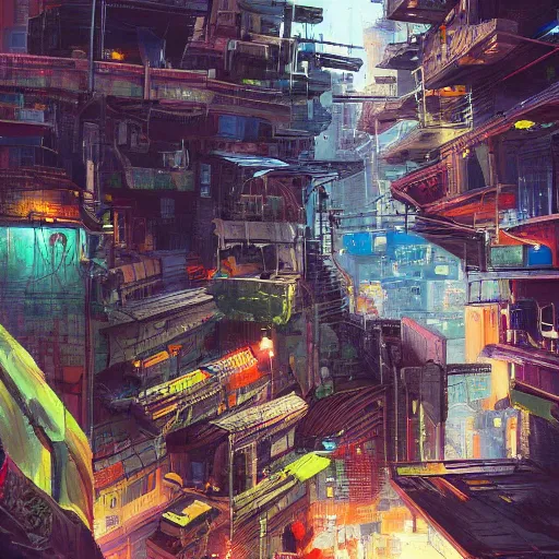 Image similar to cyberpunk favela landscape, digital painting, ultradetailed, artstation, oil painting, ultradetailed, artstation