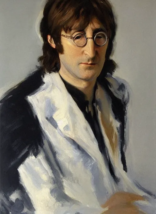 Prompt: portrait painting of john lennon by john singer sargent