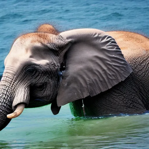 Image similar to nature photo of elephant taking a bath in the ocean