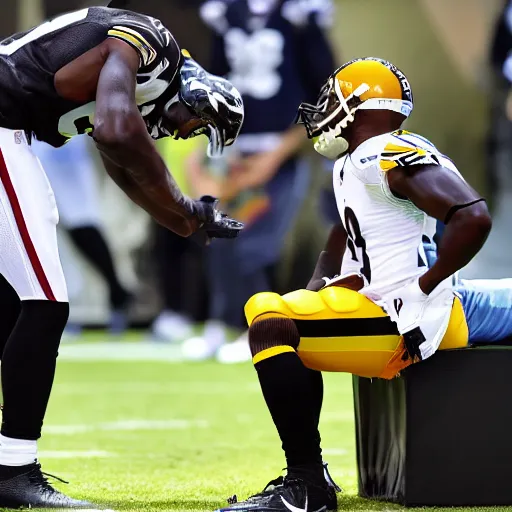 Image similar to nfl antonio brown receiving therapy from professional for mental illness real life, 8 k, 4 k uhd, realistic, hyper realistic, super detailed, very detailed, detailed