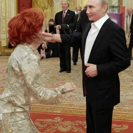 Image similar to Putin dressed in drag being flirty