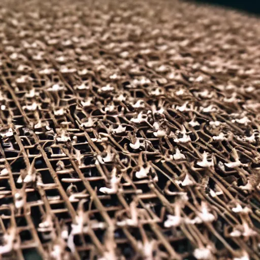 Image similar to a bridge between two desks made of ants, ant bridge, close up shot