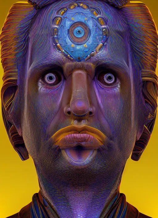 Image similar to portrait of a psychonaut, full colour, the golden ratio, sacred geometry of as decoration, full colour, 3 d shaded, sam wolfe, zbrush central,