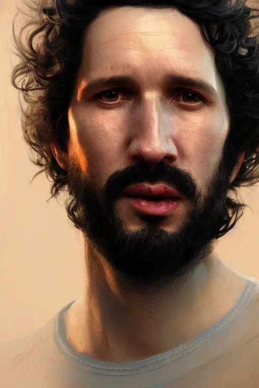 Image similar to ultra detailed close up facial portrait of bret mckenzie, extremely detailed digital painting, in the style of fenghua zhong and ruan jia and jeremy lipking and peter mohrbacher, mystical colors, rim light, beautiful lighting, 8 k, stunning scene, raytracing, octane, trending on artstation