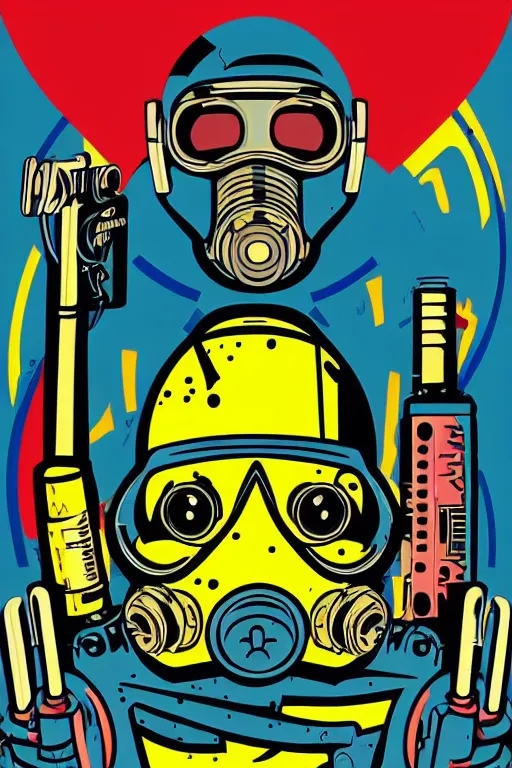 Image similar to fallout 7 6 retro futurist illustration art by butcher billy, sticker, colorful, illustration, highly detailed, simple, smooth and clean vector curves, no jagged lines, vector art, smooth andy warhol style