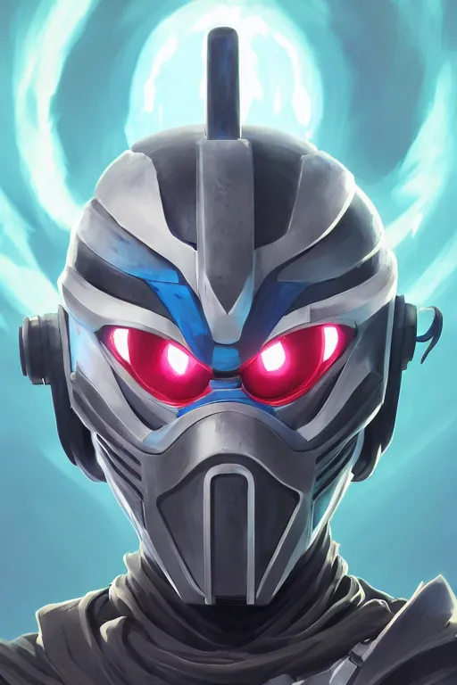 Image similar to epic mask helmet robot ninja portrait stylized as fornite style game design fanart by concept artist gervasio canda, behance hd by jesper ejsing, by rhads, makoto shinkai and lois van baarle, ilya kuvshinov, rossdraws global illumination radiating a glowing aura global illumination ray tracing hdr render in unreal engine 5