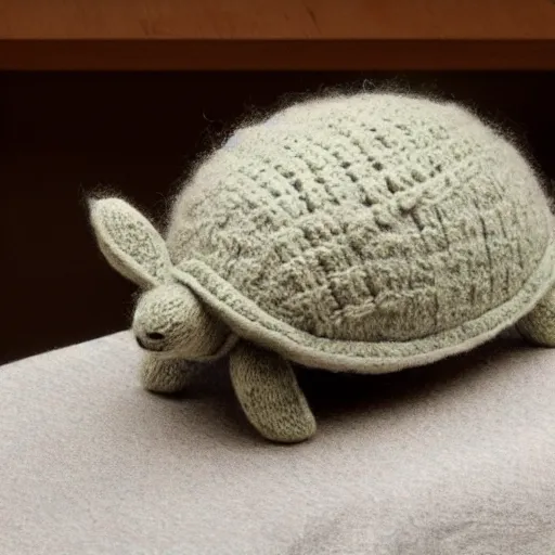 Prompt: a wool knit turtle