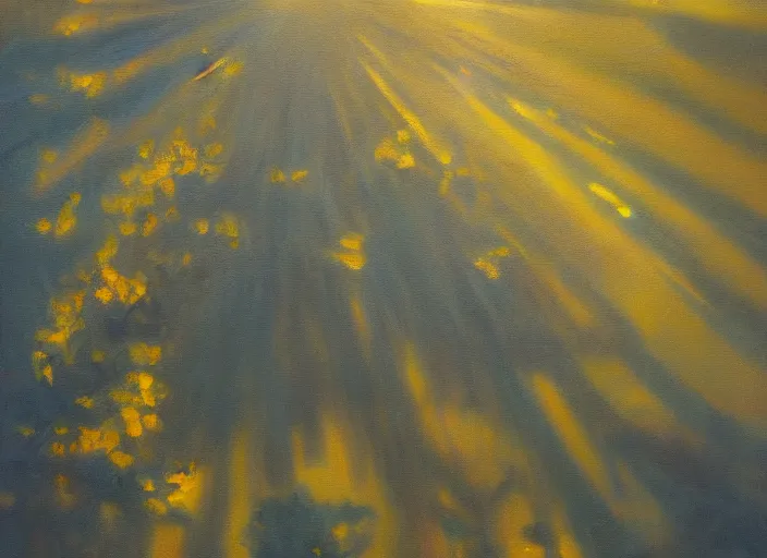 Image similar to golden rays, oil painting