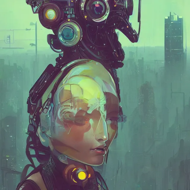 Prompt: a beautiful portrait painting of a ( ( cyberpunk ) ) girl by simon stalenhag and pascal blanche and alphonse mucha!! and nekro. in style of digital art. colorful comic, film noirs!, symmetry, hyper detailed. octane render. trending on artstation