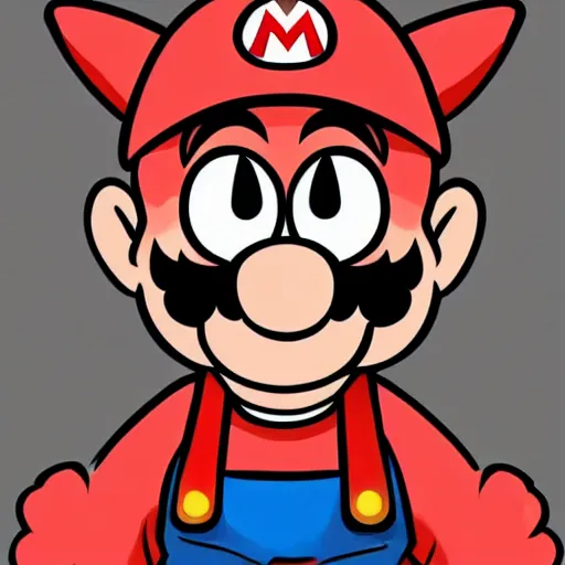 Prompt: fan artwork of mario, videogame art, edgy and bold artstyle, limited color palette, black and red tones