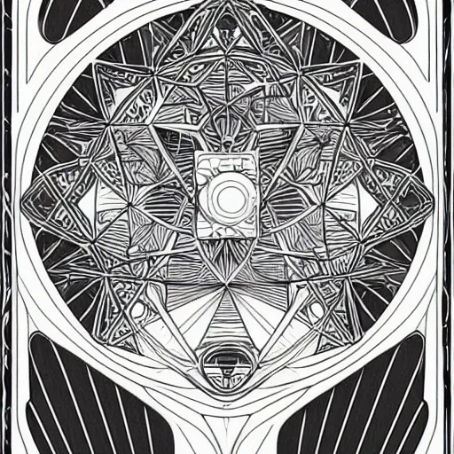 Prompt: clean simple line art of a geometic star, no background. well composed, clean coloring book page. coloring book line art by artgerm and greg rutkowski and alphonse mucha