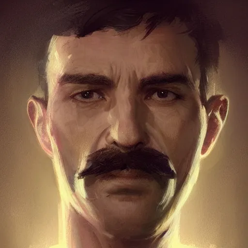 Image similar to portrait of a man by greg rutkowski, british features, short black hair in military style, moustache, tall, star wars expanded, universe, he is about 4 0 years old, wearing imperial captain uniform, artstation hq