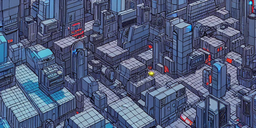Image similar to areal view of mechanical futuristic brutalist city in the style of Akira!