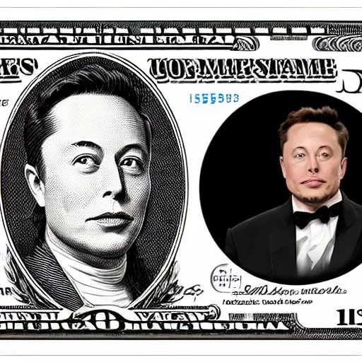 Image similar to Elon musk on the Mars Dollar bill