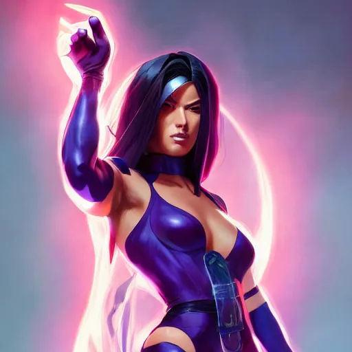 Prompt: psylocke as a street fighter character, cg animation, capcom, realistic, character select portrait, by artgerm, greg rutkowski, alphonse mucha, 3 d