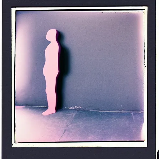 Image similar to a pink shadow human shaped on a wall, polaroid photo, by warhol, mystical, surreal,