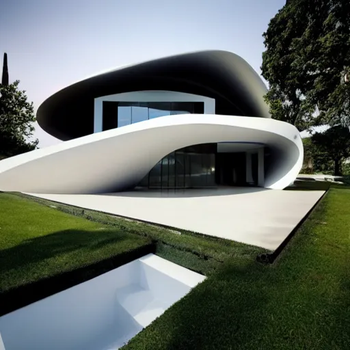 Image similar to house designed by zaha hadid