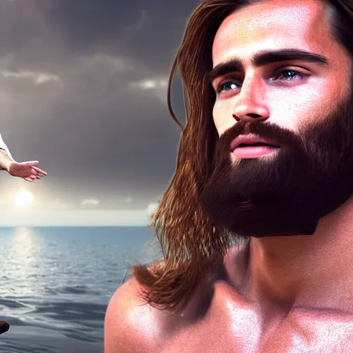 Prompt: Gigachad hanging out with Jesus, photorealistic, 4K
