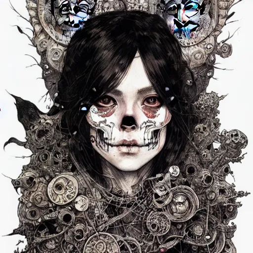 Prompt: portrait painted in ian mcque style drawn by vania zouravliov and takato yamamoto, inspired by skulls, intricate acrylic gouache painting, high detail, sharp high detail, artstation