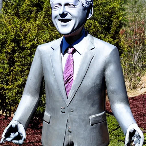Prompt: scrap metal sculpture of Bill Clinton