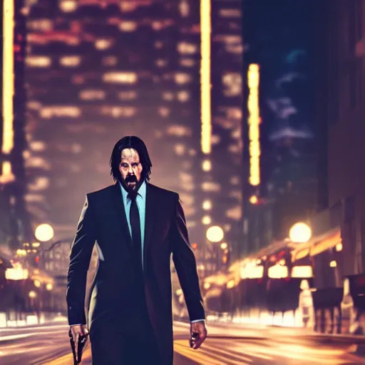Prompt: portrait of john wick in a city at night, cinematic photography, 8k