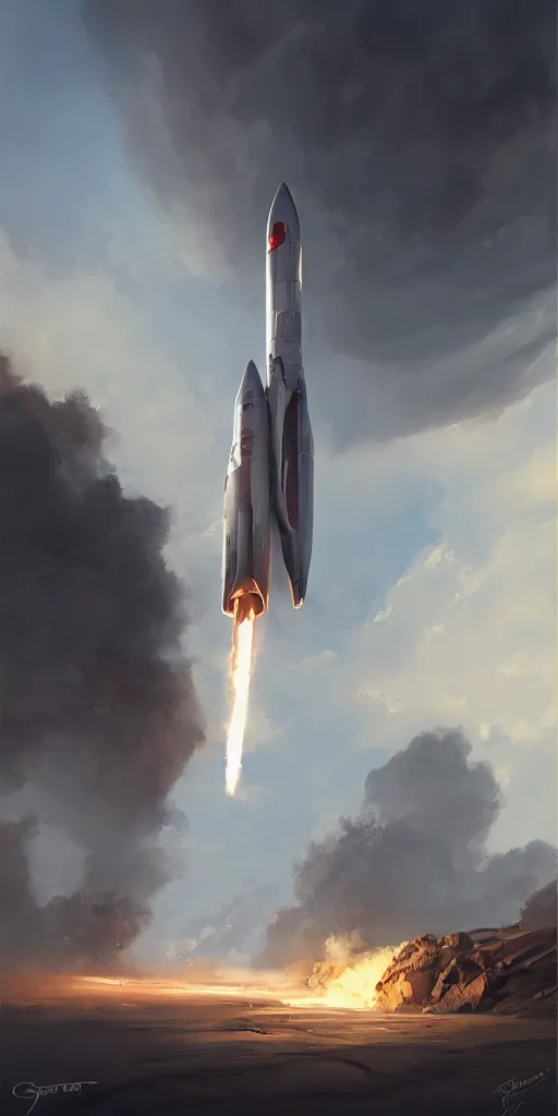 Prompt: telsa rocket, greg rutkowski