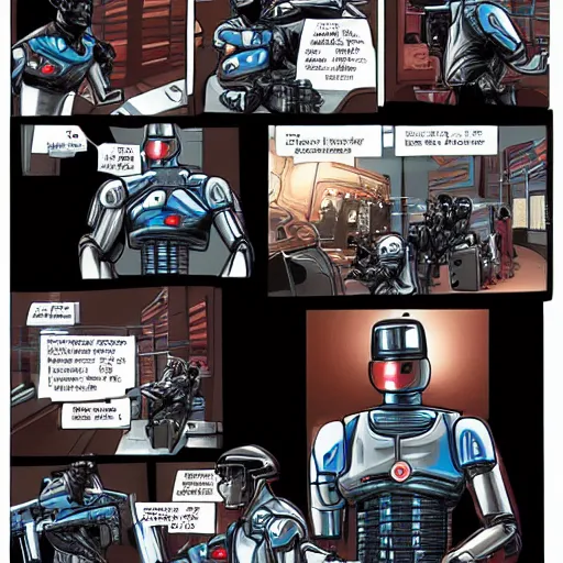 Image similar to robocop arresting all humans, detailed