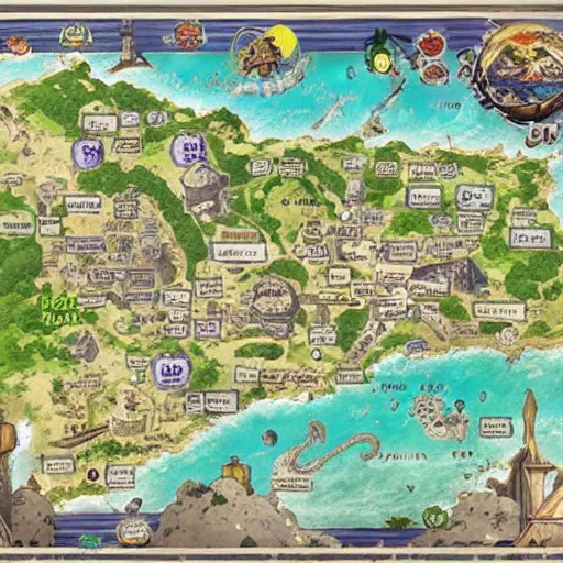 highly detailed map of one piece anime, Stable Diffusion