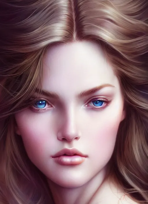 Image similar to a gorgeous female photo, professionally retouched, award winning, hyperdetailed, photorealistic, soft lighting, feather hair, realistic, smooth face, perfect eyes, wide angle, sharp focus on eyes, 8 k high definition, insanely detailed, intricate, elegant, art by artgerm and greg rutkowski and j scott campbell