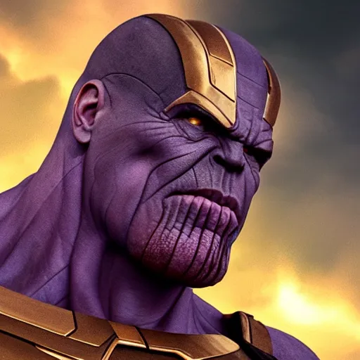 Prompt: Side Profile of Thanos with a weak chin