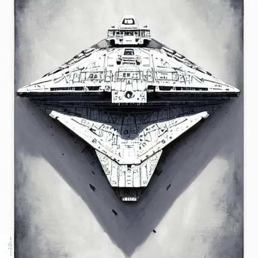 Prompt: design only, white background, symmetry, imperial star destroyer, by jean - baptiste monge