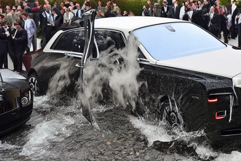 Image similar to stoned teenagers decided to drown Rolls-Royce