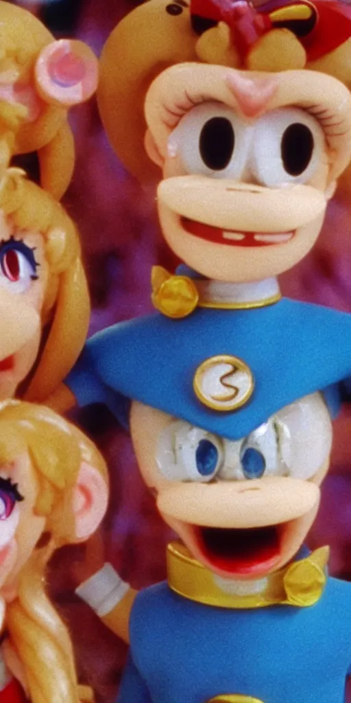 Image similar to Sailor Moon in Wallace and Gromit, extreme close-up