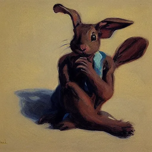 Prompt: panic attack rabbit by joaquin sorolla