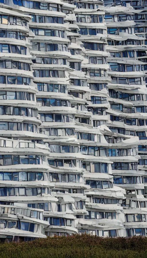 Prompt: color pentax photograph of a massive, pristine frank gehry seawall. wide angle. very epic!